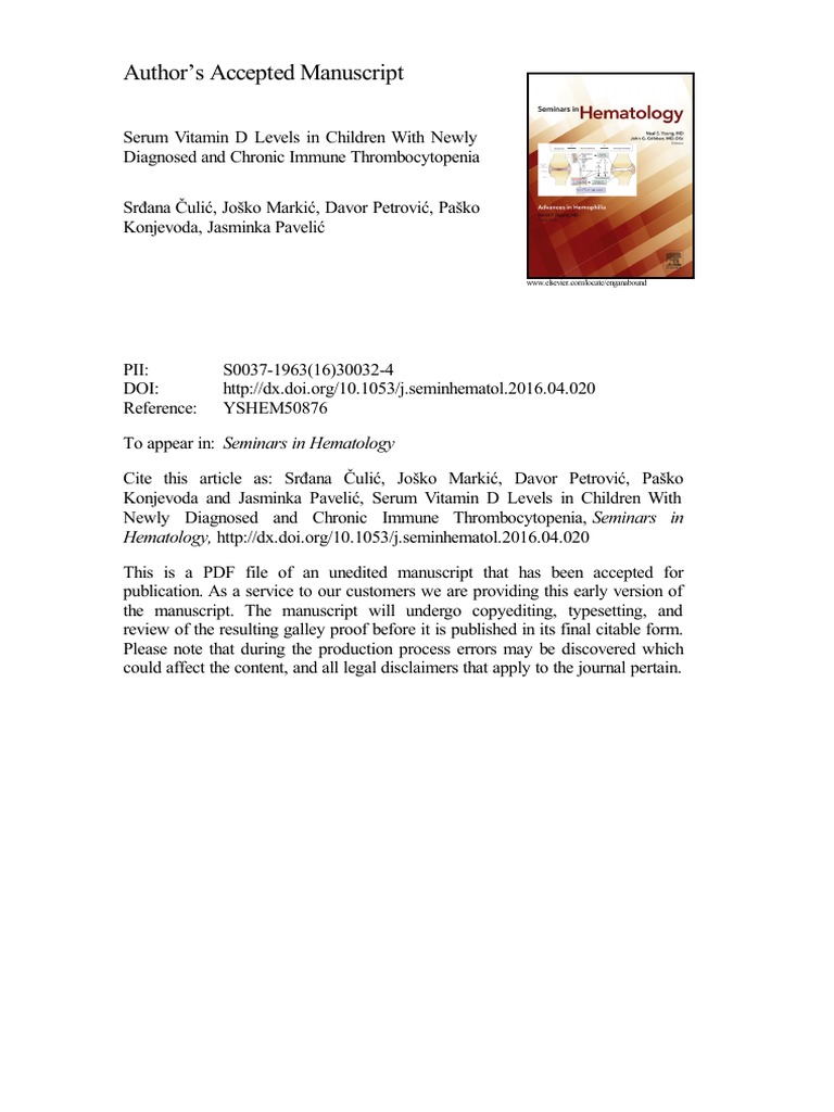 Serum Vitamin D Levels in Children With Newly | PDF | Autoimmunity | T ...