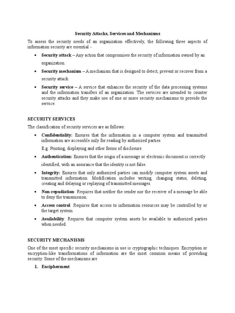 Security Attacks, Services and Mechanisms | Download Free PDF | Public ...