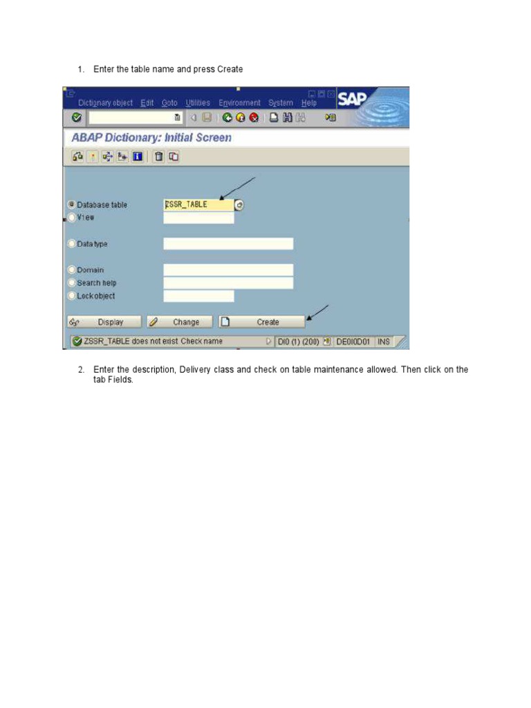 SAP Table Creation Guide | PDF | Computers