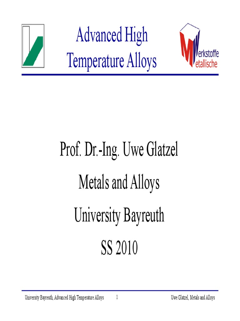 Advanced High Temperature Alloys PDF | PDF | Creep (Deformation ...