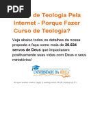 Curso de Teologia Pela Internet - Porque Fazer Curso de Teologia?
