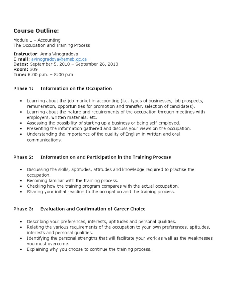 Accounting Career Training Outline | PDF | Art
