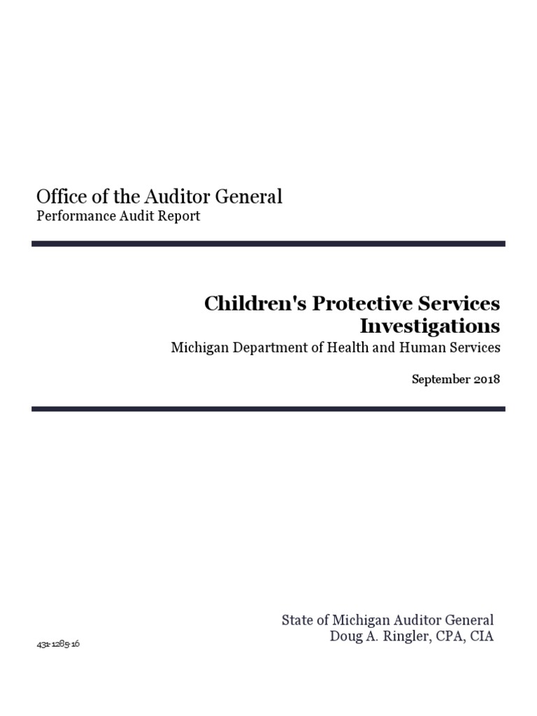 Michigan Child Protective Services Audit 2018 PDF Child Neglect Child Protective Services