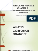 Corporate Finance: Goals and Governance of The Corporation