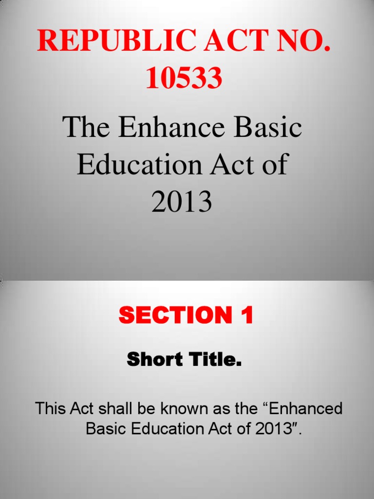 Enhanced Basic Education Act of 2013 | PDF | Primary Education | Curriculum