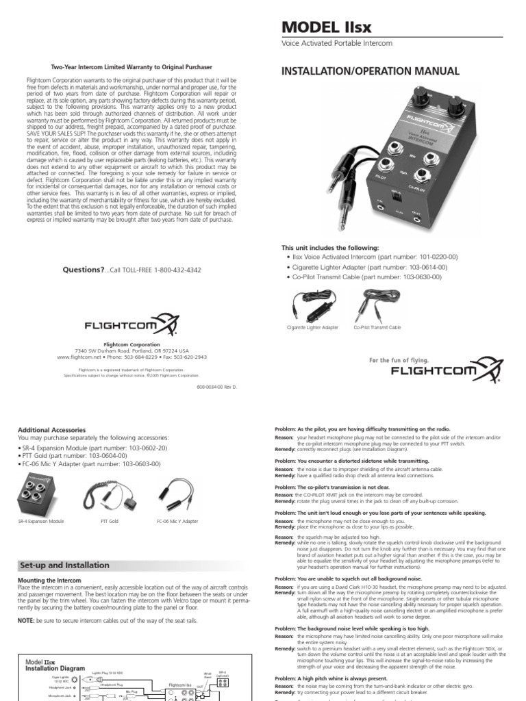 600 - 0034 - 00 Intercom | PDF | Headphones | Electrical Connector