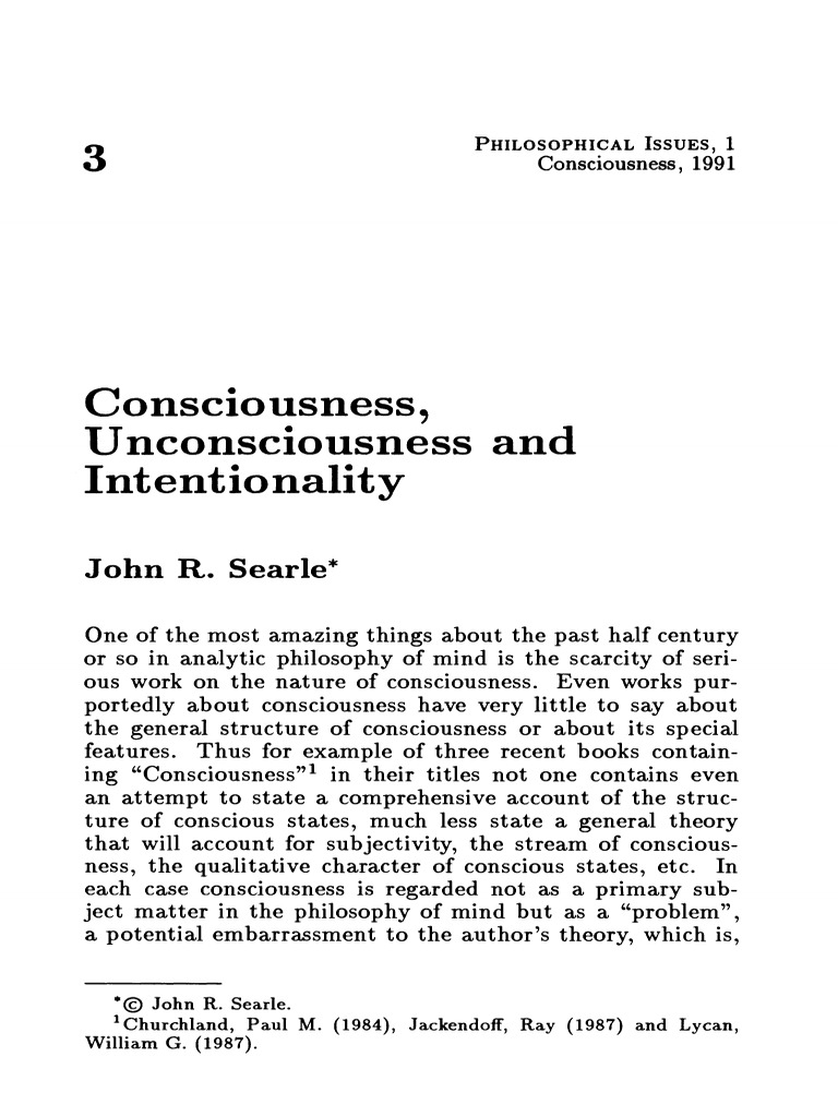 Searle ConscUnconsc&Intentionality 1991 OCR PDF | PDF | Consciousness ...