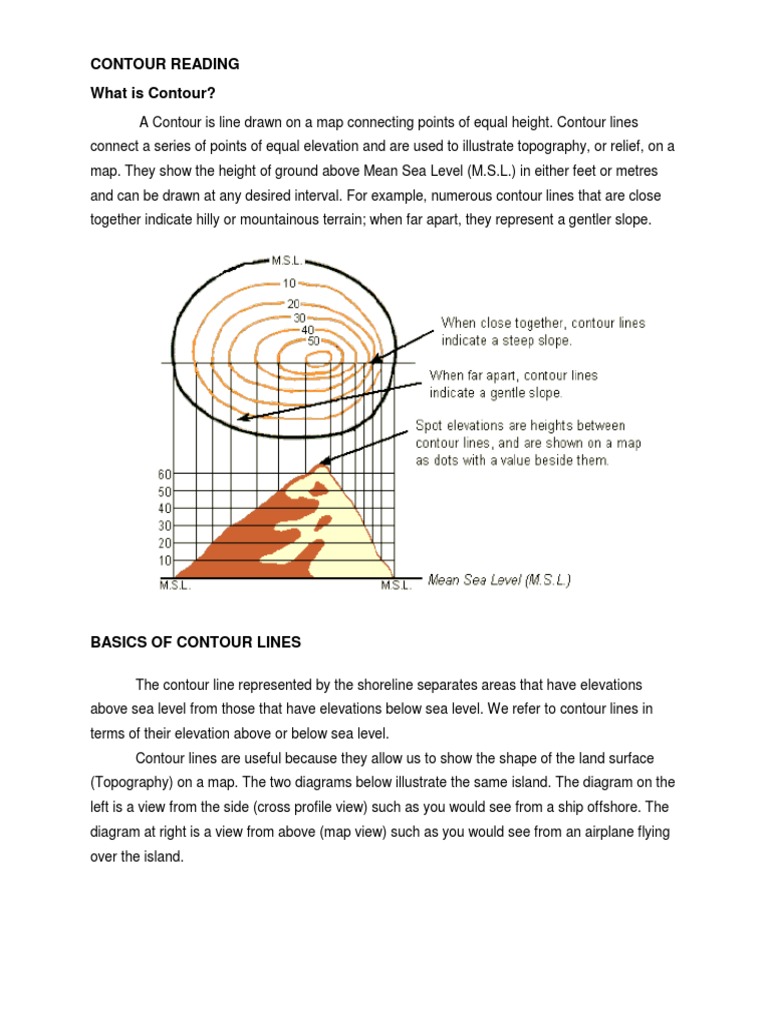 Understanding Contour Lines and Profiles | PDF | Contour Line | Sea Level