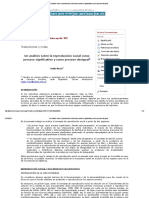 Un Análisis Sobre La Reproducción Social Como Proceso Significativo y Como Proceso Desigual