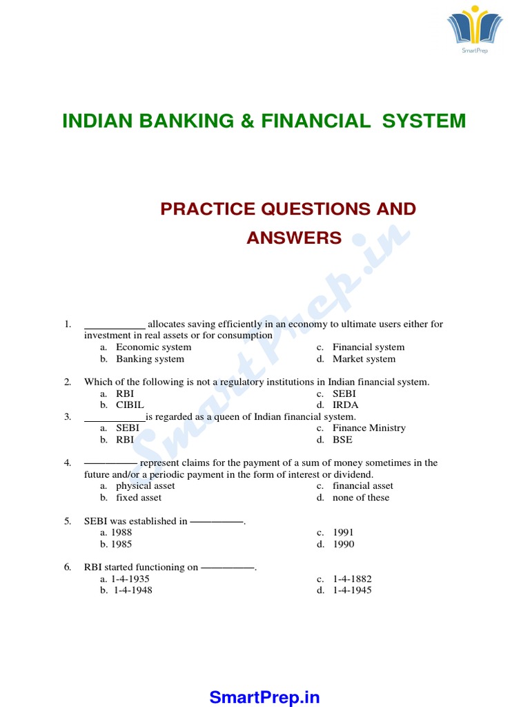 BANKING mcq.docx | Financial Markets | Securities (Finance)