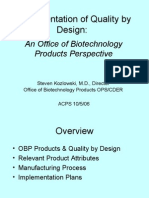 Implementation of Quality by Design:: An Office of Biotechnology Products Perspective