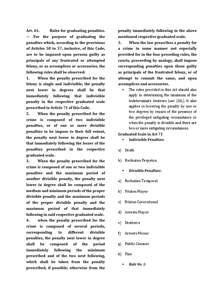 Rules for Graduating Penalties in RPC | PDF | Juvenile Delinquency ...
