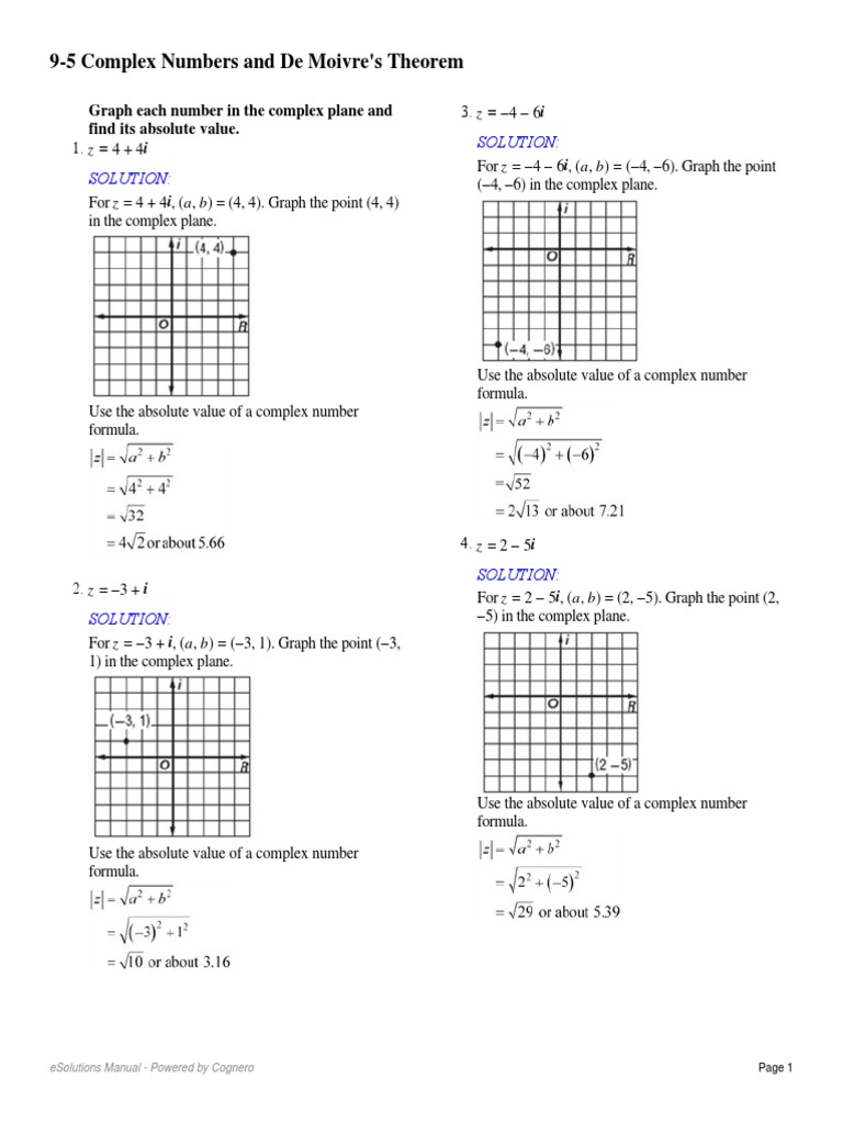 Graphing Complex Numbers and Moduli | PDF | Complex Number ...