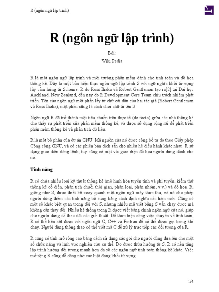 R (Ngôn Ngữ Lập Trình) | PDF