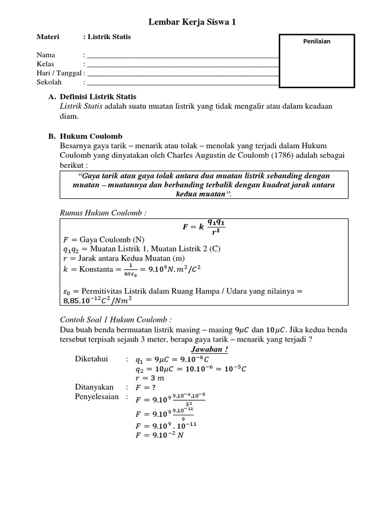 Contoh Soal Listrik Statis Gaya Coulomb | tips soal twk