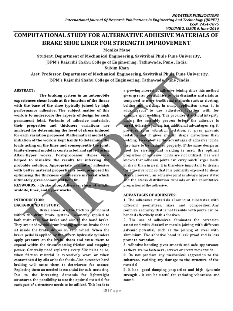 Alternative Adhesive Materials | PDF | Adhesive | Stress (Mechanics)