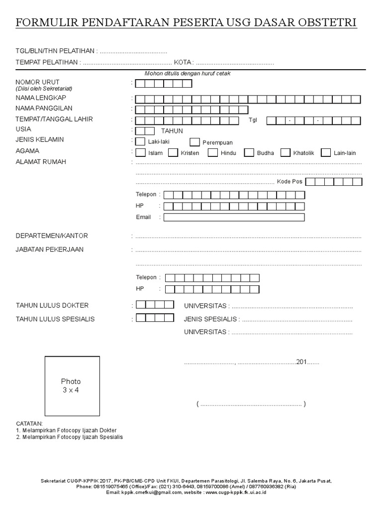 Formulir Pendaftaran USG Obstetri | PDF