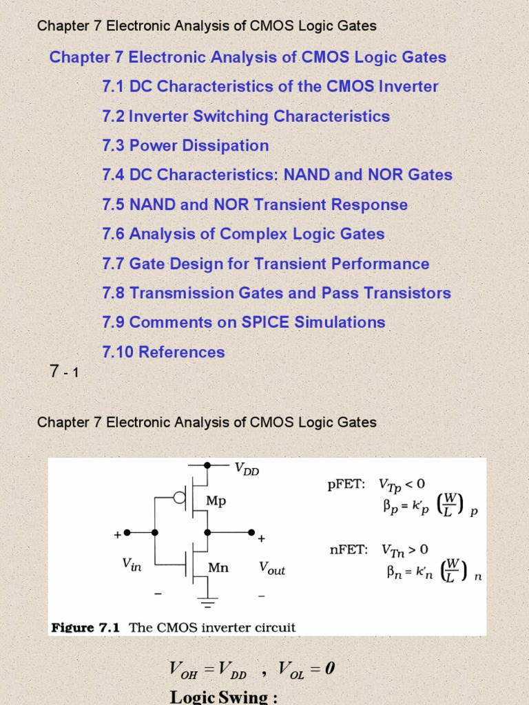 Chapter 7 Electronic Analysis of CMOS Logic Gates | PDF | Logic Gate ...