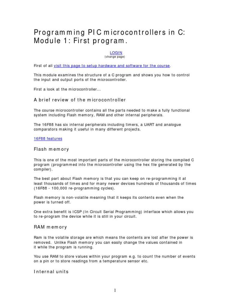 Programming PIC Microcontrollers in C | PDF | Control Flow | Integer ...