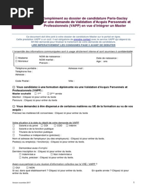 Dossier VAPP pour Master Paris-Saclay | PDF | Exprience | Recherche  d'emploi
