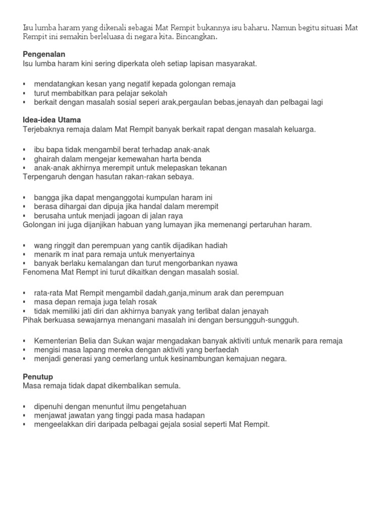 Isu Lumba Haram Yang Dikenali Sebagai Mat Rempit Bukannya Isu Baharu Pdf