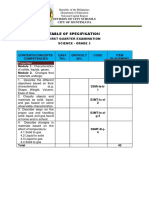 Science Table of Specification Grades 3to 6