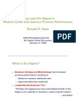 Using Lean Six Sigma To Reduce Costs and Improve Process Performance Ronald D. Snee