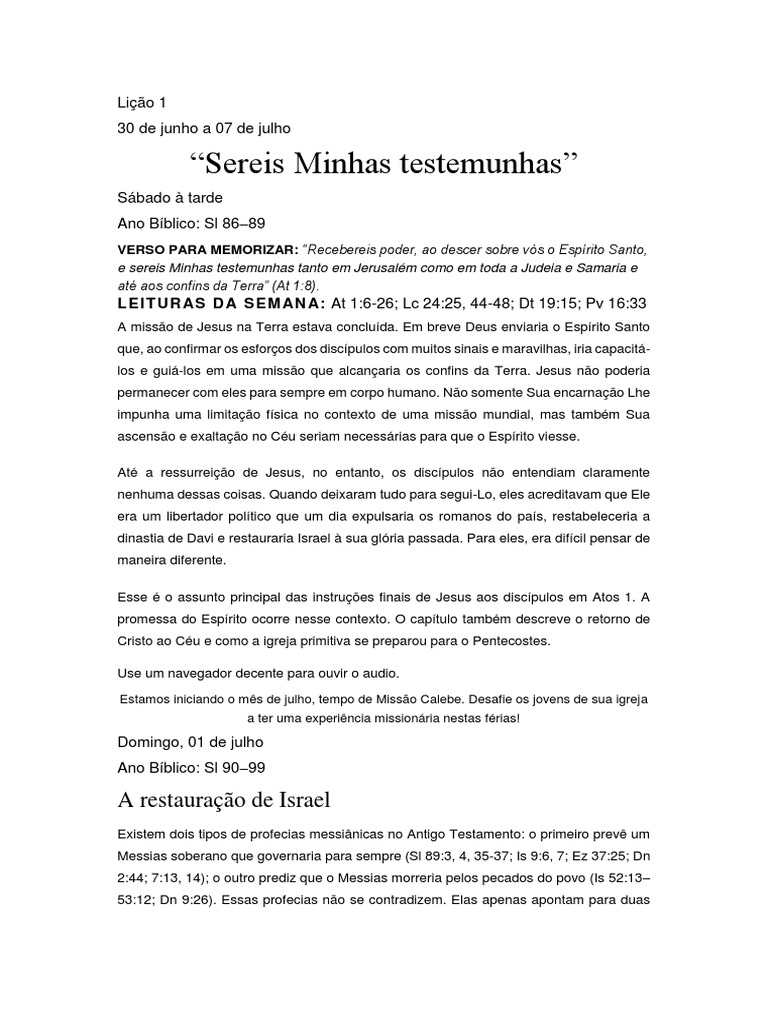 Sereis Minhas Testemunhas: Missão e Poder | PDF | Evangelho de Lucas ...