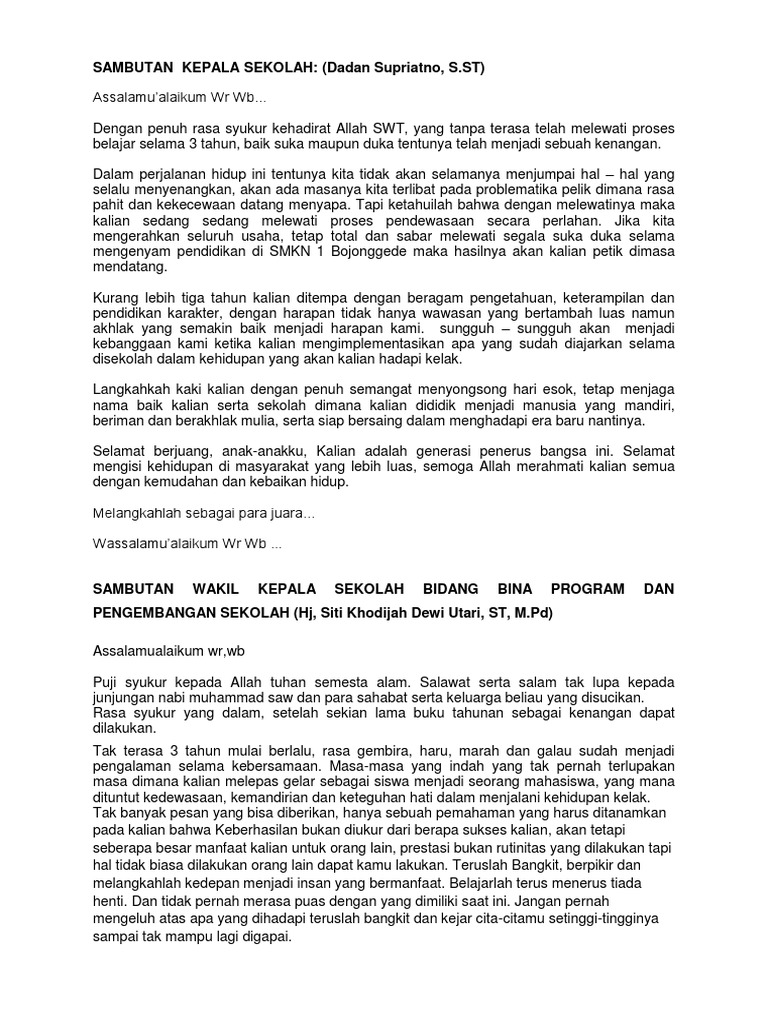 Sambutan Buku Tahunan | PDF