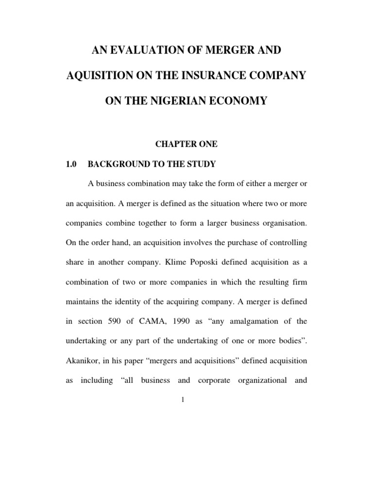 Impact of Mergers on Nigeria's Insurance Sector | PDF | Mergers And ...