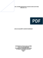 Planificacion Del Sistema de Gestion de Calidad Iso 9001 para Gravida Sas PDF
