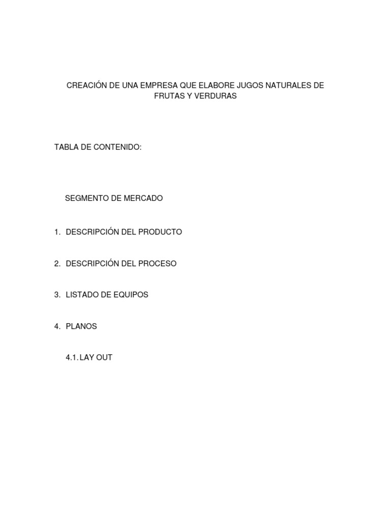 Creación de Empresa de Jugos Naturales | PDF | Logística | Mercado ...