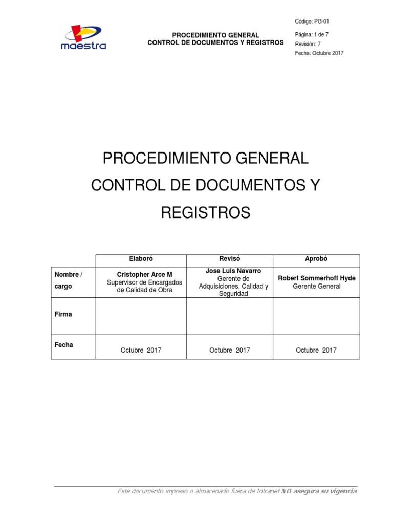 Control de Documentos y Registros SGC | PDF | Sistema de manejo de ...