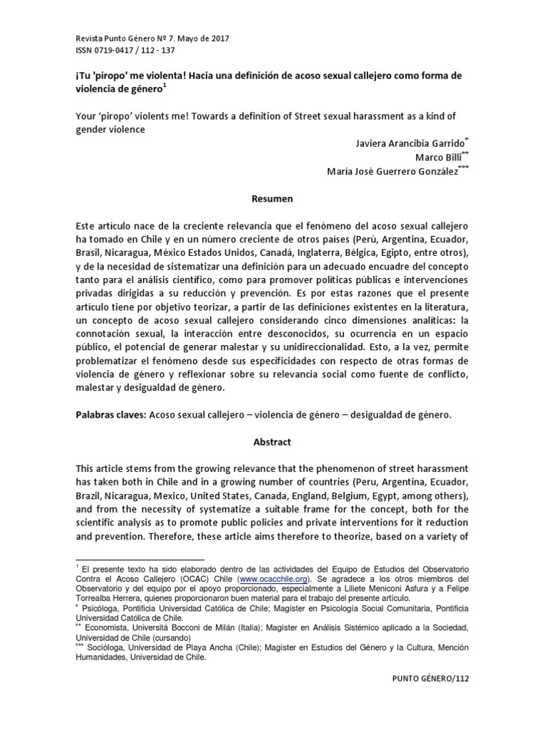 Definición de acoso sexual callejero | PDF | Género | Estudios de género