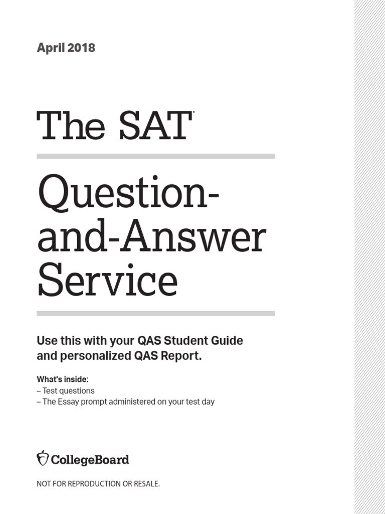 2018 SAT Released Test Booklet PDF | PDF | Sat | Learning