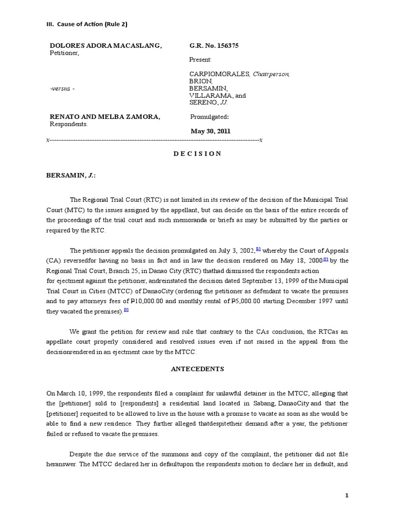 Ejectment Case Review: RTC vs. CA Ruling | PDF | Demurrer | Appeal