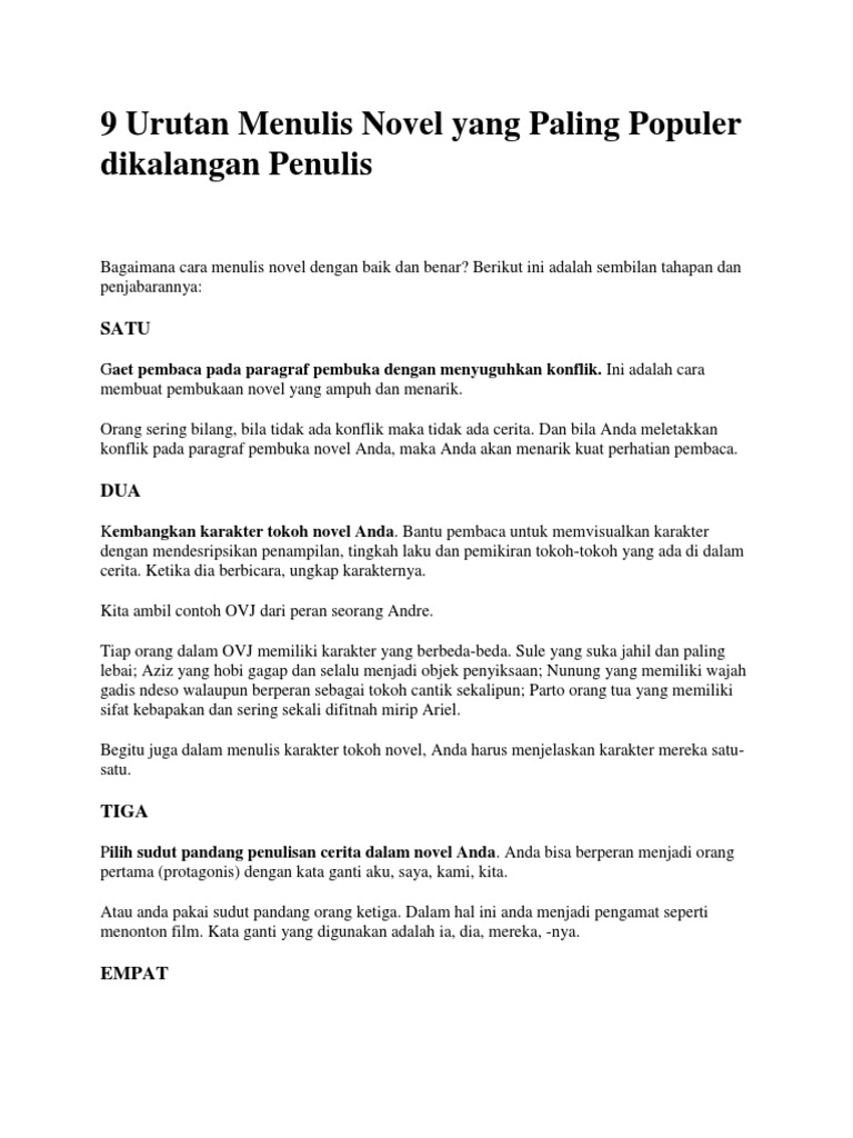 Contoh Outline Novel