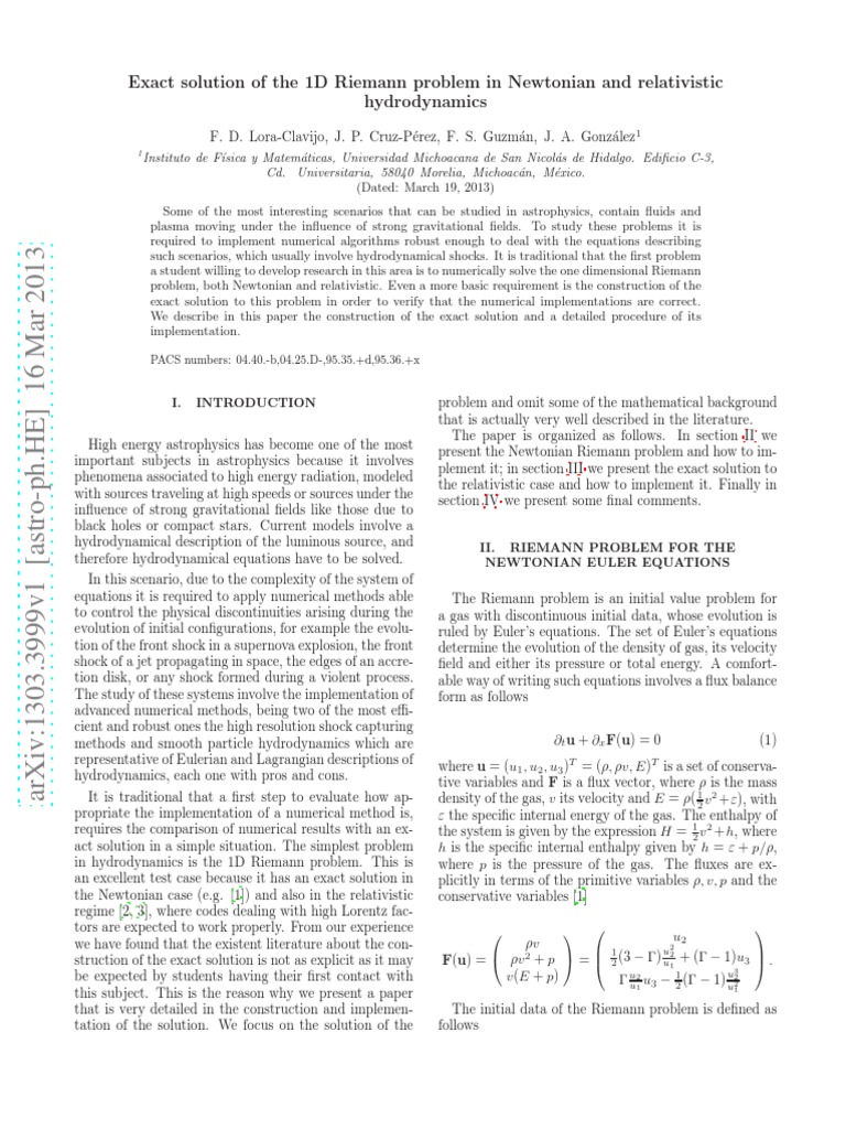 Exact Solution of The 1D Riemann Problem in Newtonian and Relativistic ...