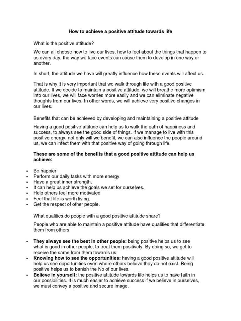 Developing a Positive Attitude | PDF | Attitude (Psychology) | Gratitude