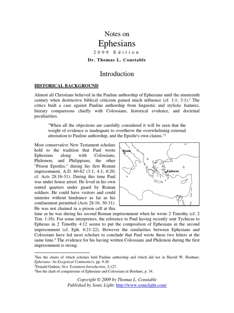 Ephesians: Notes On | PDF | Epistle To The Colossians | Paul The Apostle