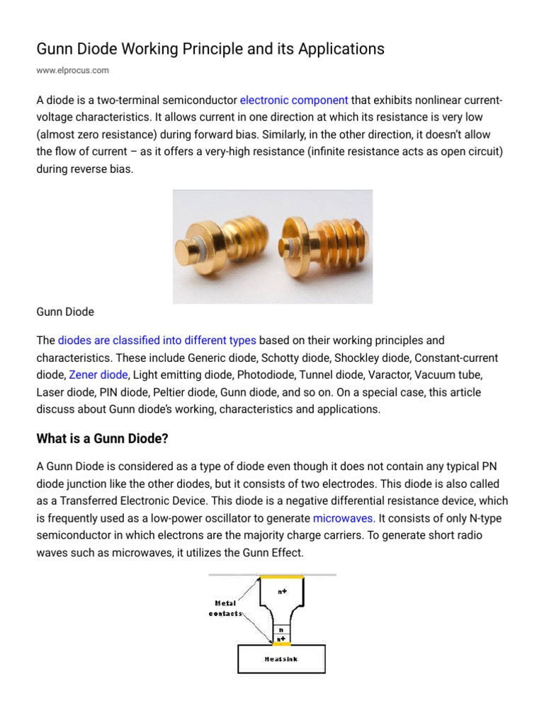 Gunn Diode Working Principle and Its Applications PDF PDF Diode