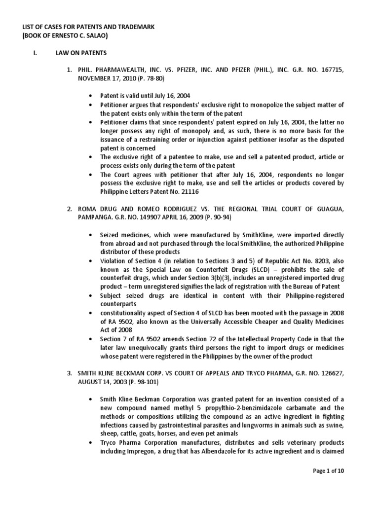 Cases For Patents and Trademarks PDF Trademark Distinctiveness