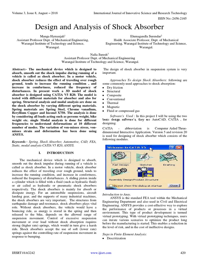 Shock Absorber Design and Analysis | PDF | Deformation (Engineering ...