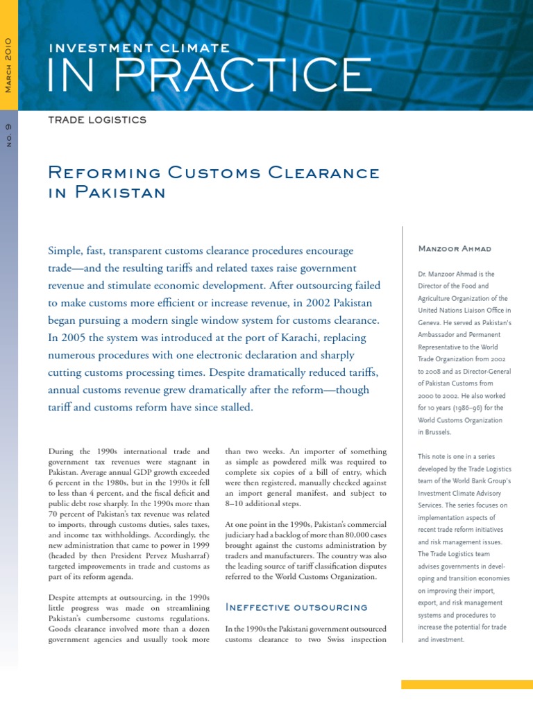 Customs Reforms WB Paper | PDF | Customs | Tariff