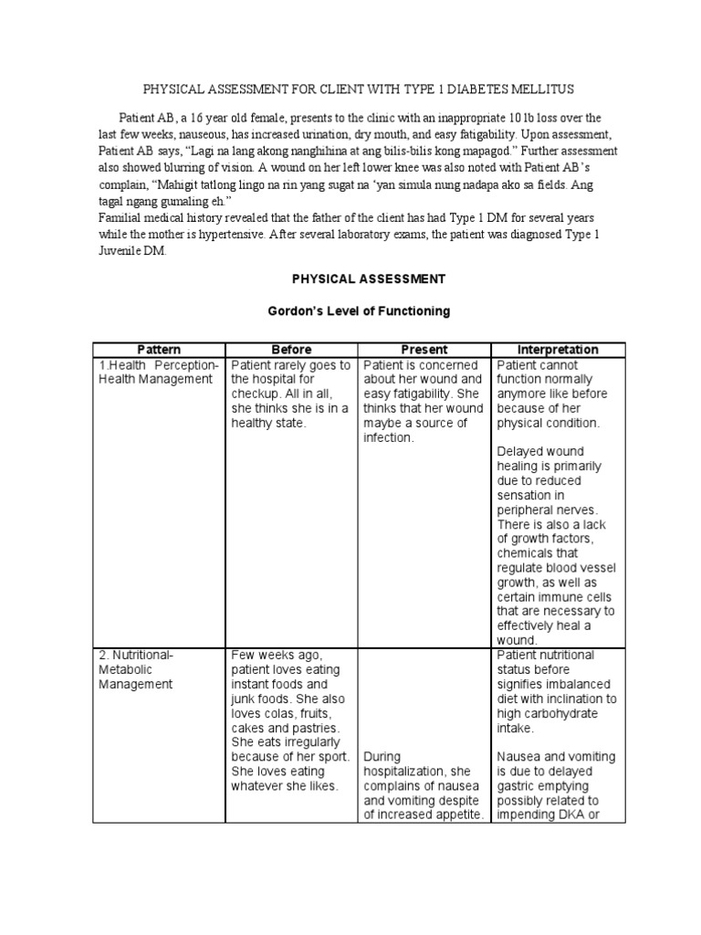 Physical Assessment for Patient With DM Type1 | Diabetes Mellitus Type ...