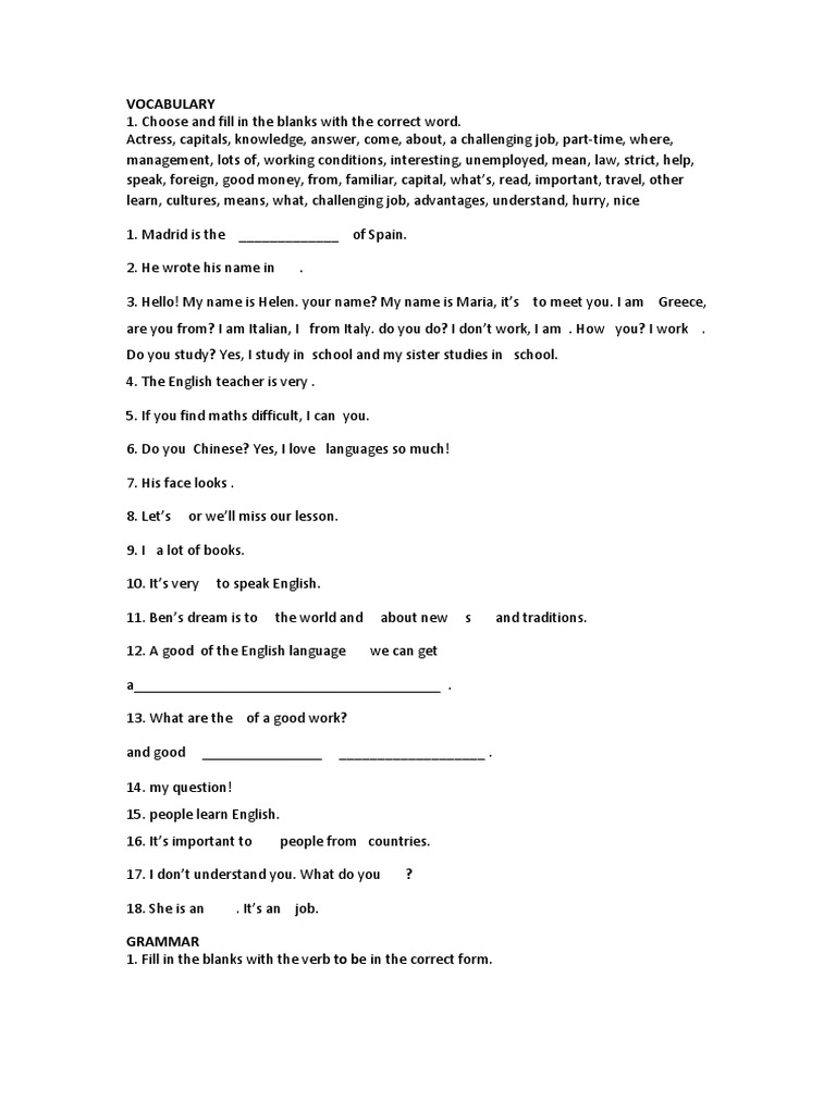 Possessive Adjective, The, To Be | PDF | English Language | Linguistics