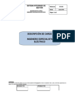 Descripción de Cargo Ingeniero Especialista Eléctrico