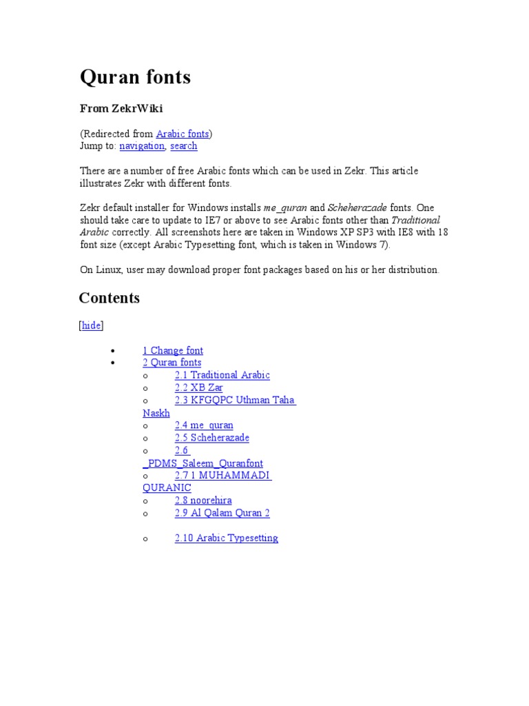 Quran Fonts Pdf Arabic Quran