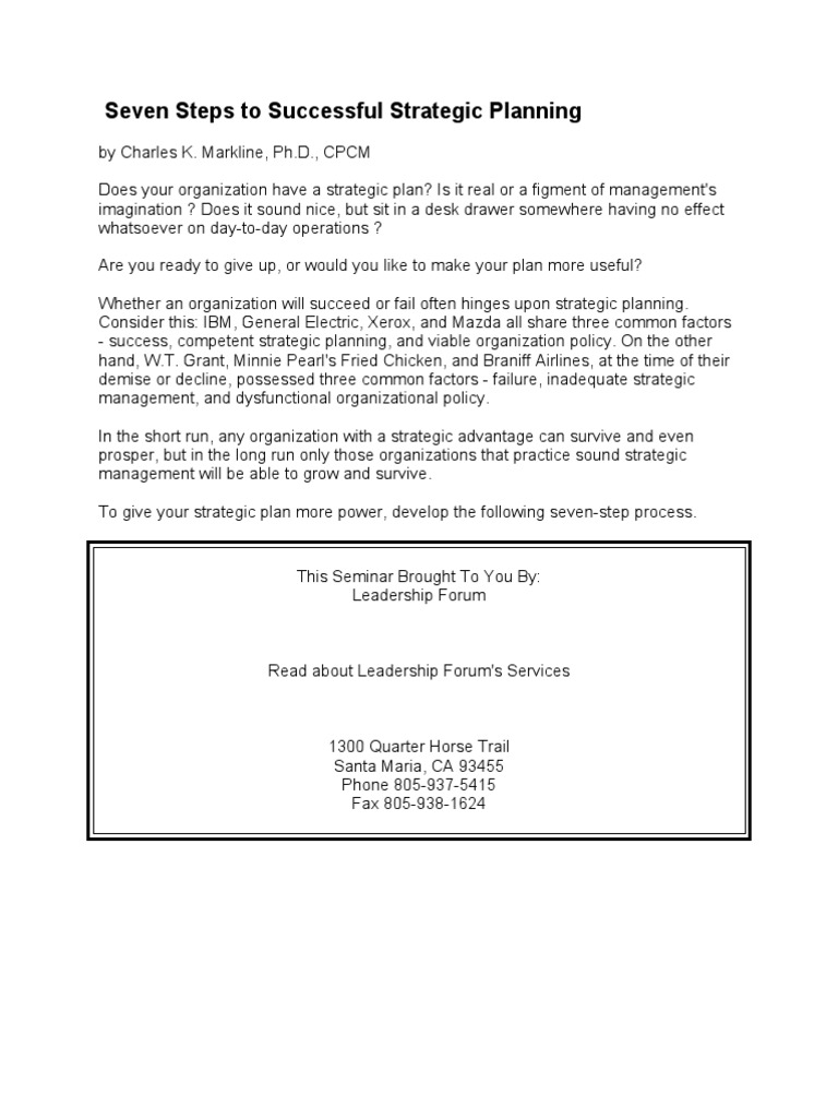 Seven Steps To Successful Strategic Planning | PDF | Goal | Cognition