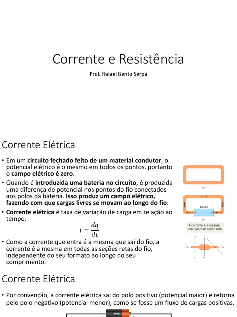 Corrente e Resistência Elétrica | PDF | Corrente elétrica | Resistência ...
